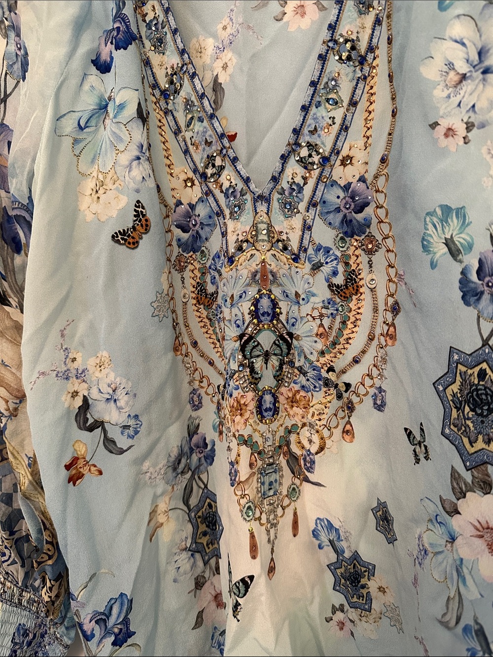 LIKE NEW Camilla Blue Floral Long Sleeve Blouse - Picture 2 of 5